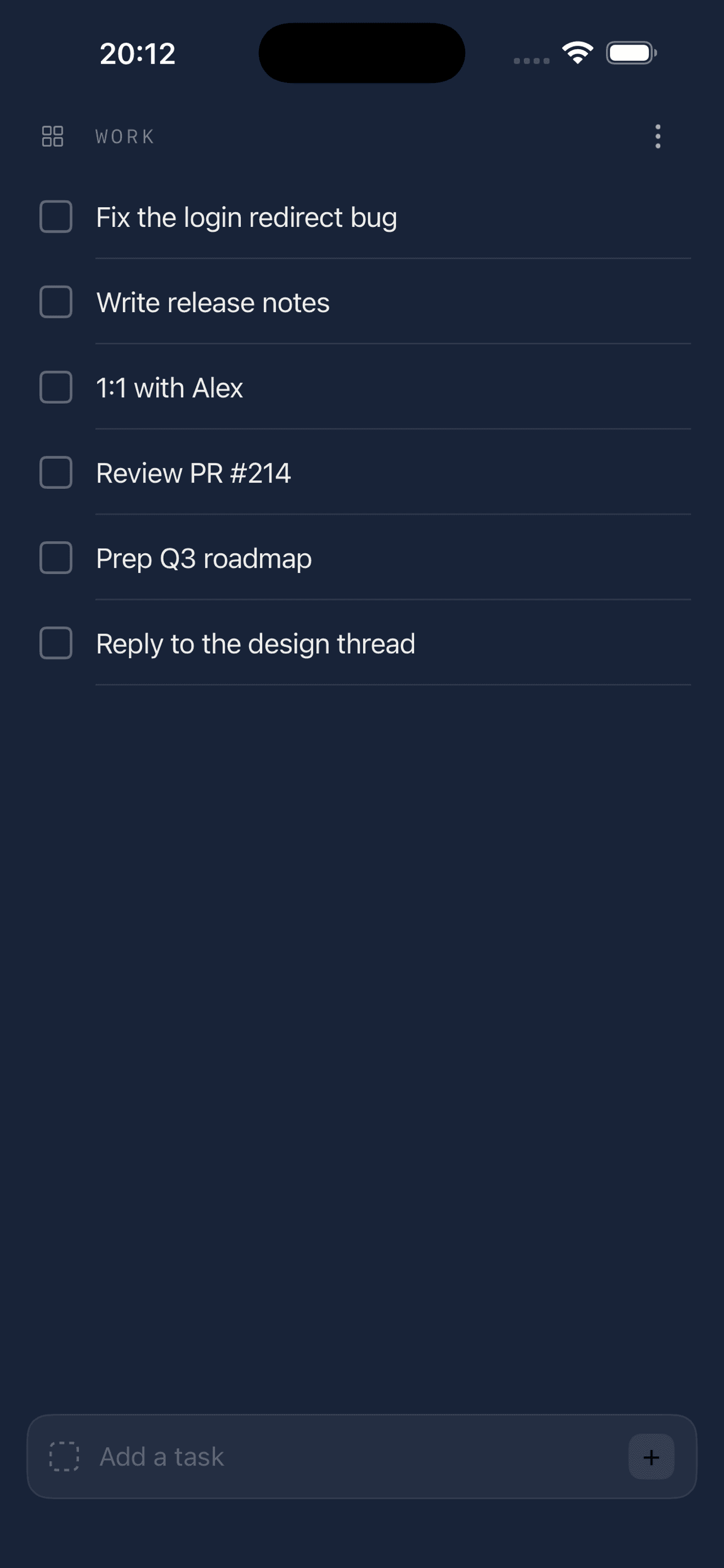 A blue-tinted work list