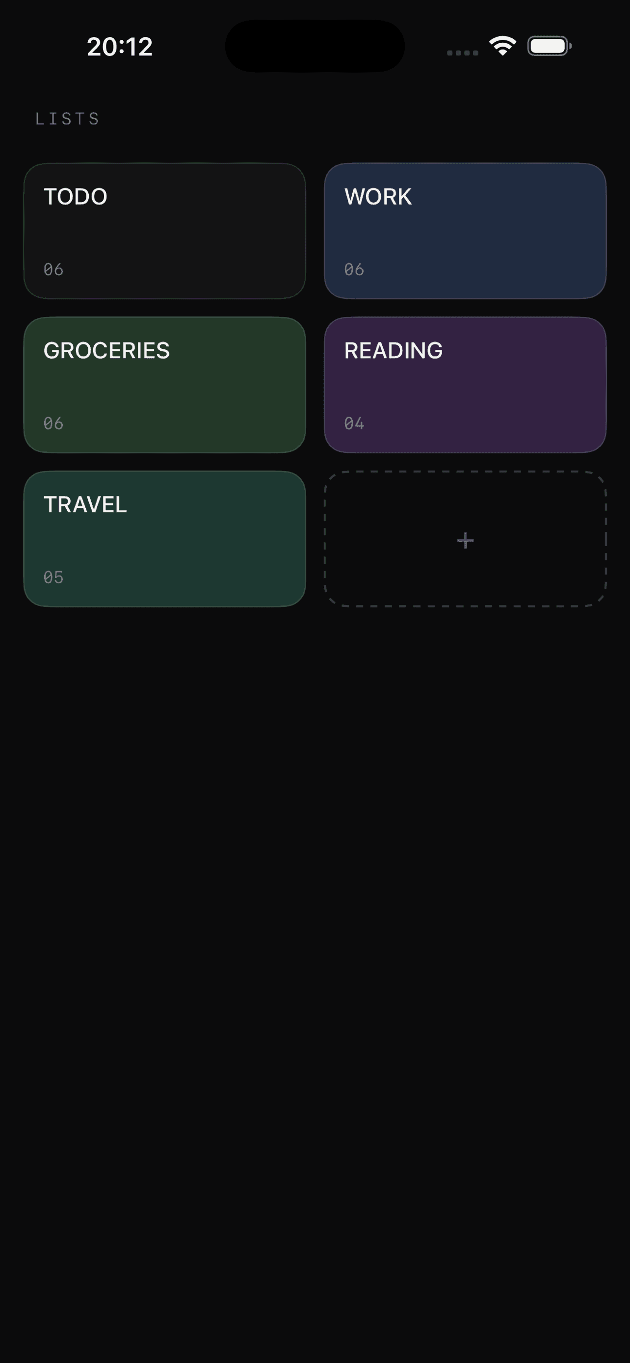 Todo Tide lists overview with color-coded cards